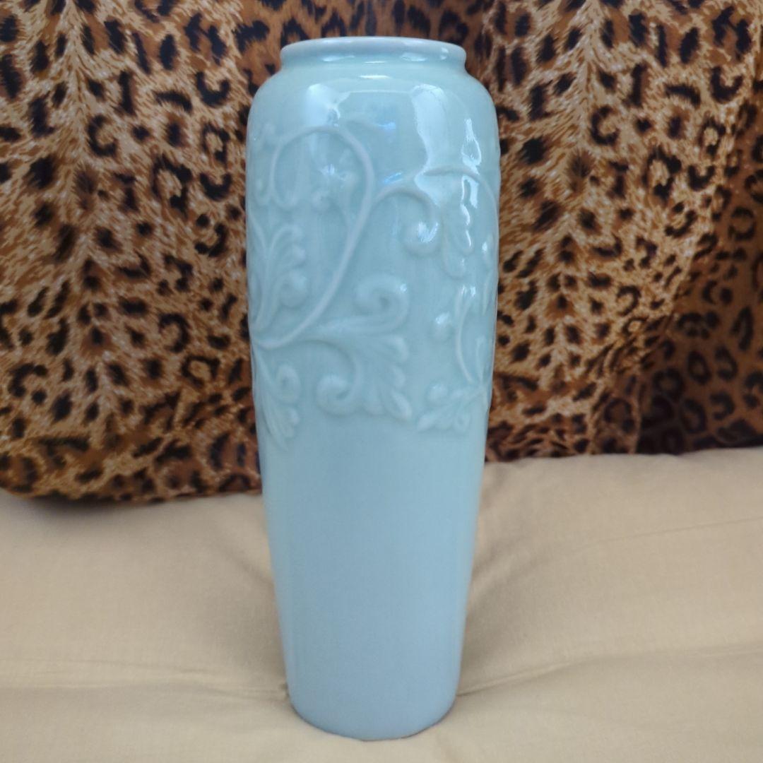 【壺】【花瓶】青磁 骨董品 工芸 華道 陶芸 陶器【☆美品☆】