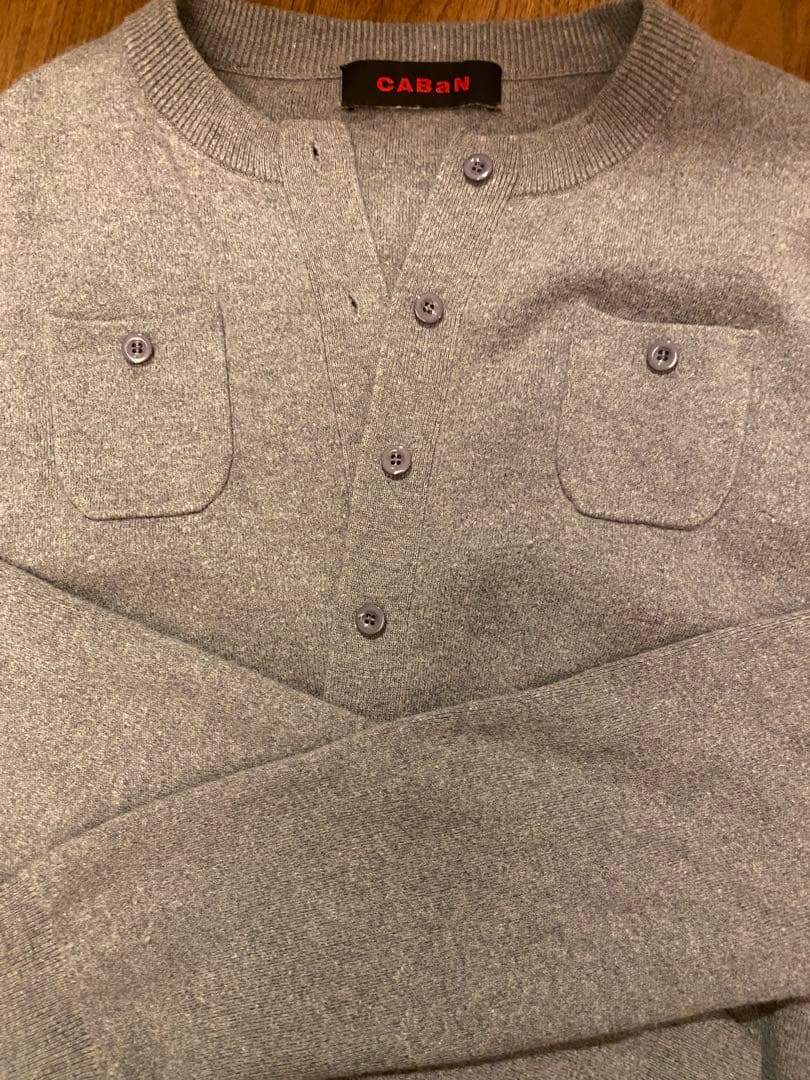 CABaN コットンカシミヤ クルーネックカーディガン　グレー