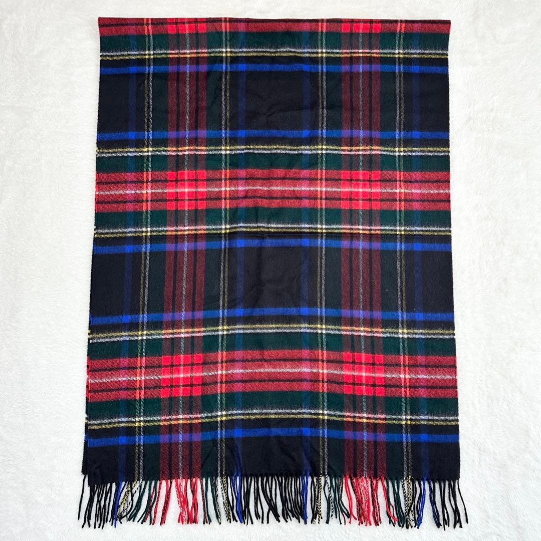 美品✨ジョンストンズ 大判 ストール カシミヤ ブラックスチュワート
