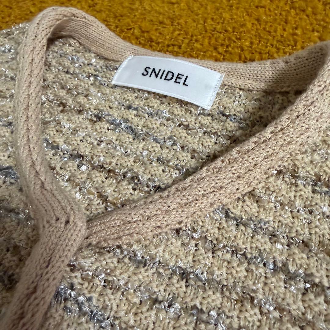 【新品タグ付き】スナイデル SNIDEL ツイードニットカーデ BEG