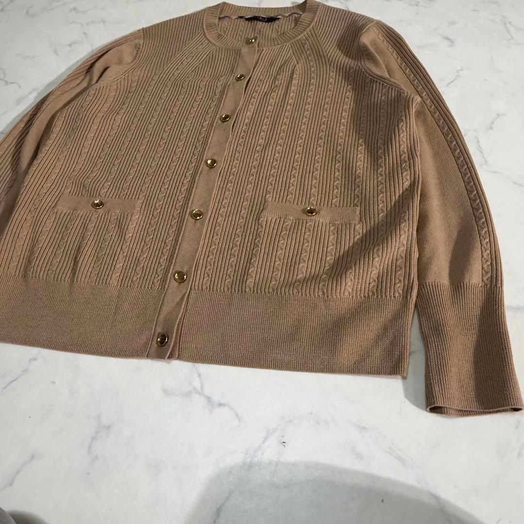 美品　DAKS 金ボタン　ウールカシミヤ　ケーブルカーディガン　キャメル