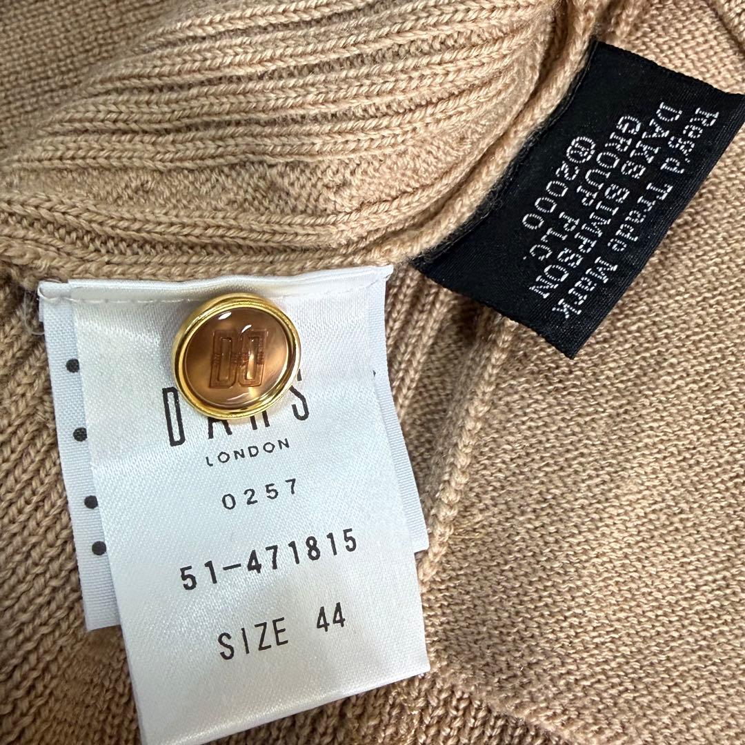 美品　DAKS 金ボタン　ウールカシミヤ　ケーブルカーディガン　キャメル