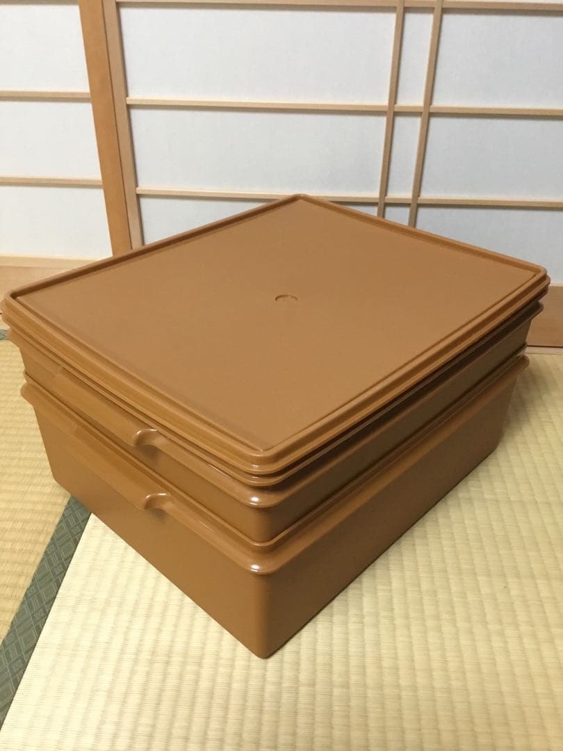 タッパーウェア　スーパーケース　ブラウン　2個セット　美品
