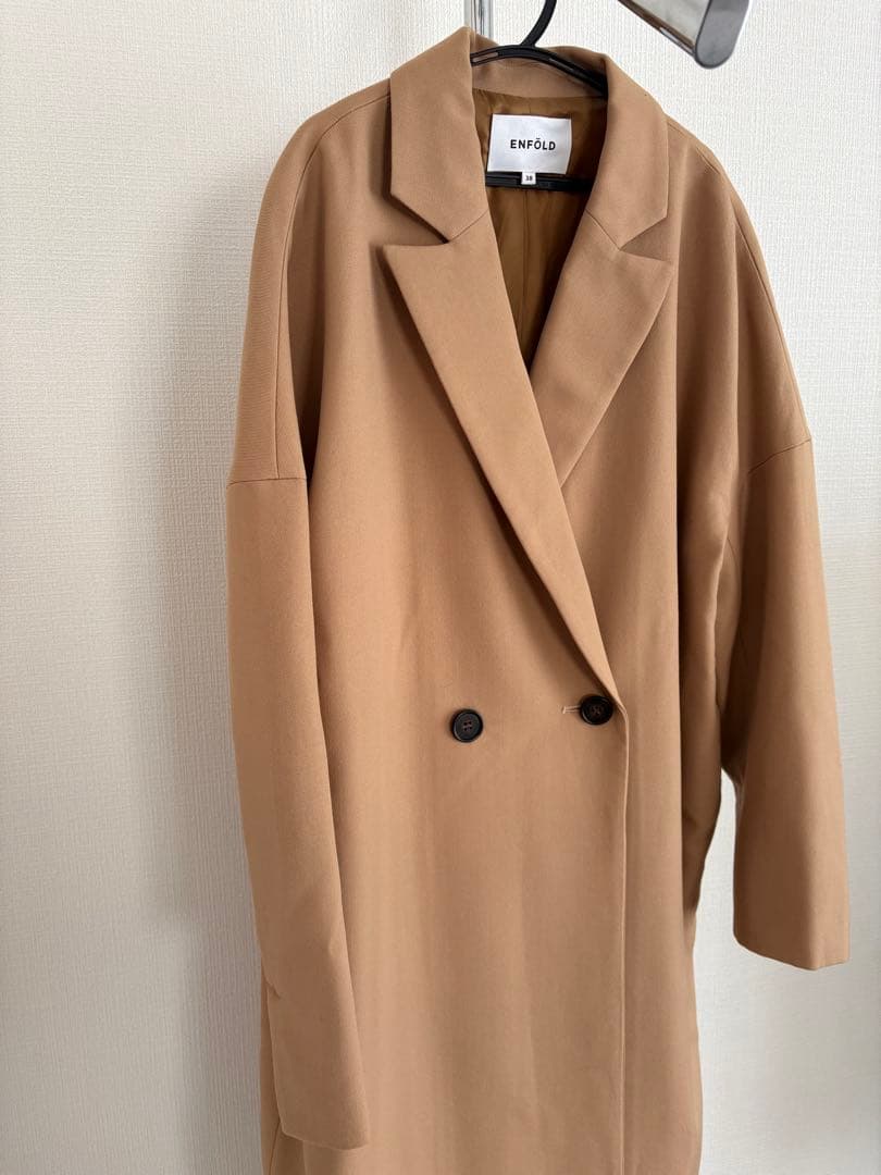 ENFOLDエンフォルド BOXシルエット ウールテーラーコート　38