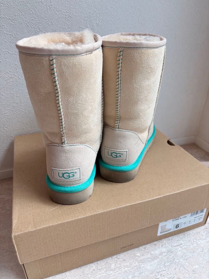 UGG ムートンブーツ ベージュ/ミント サイズ6