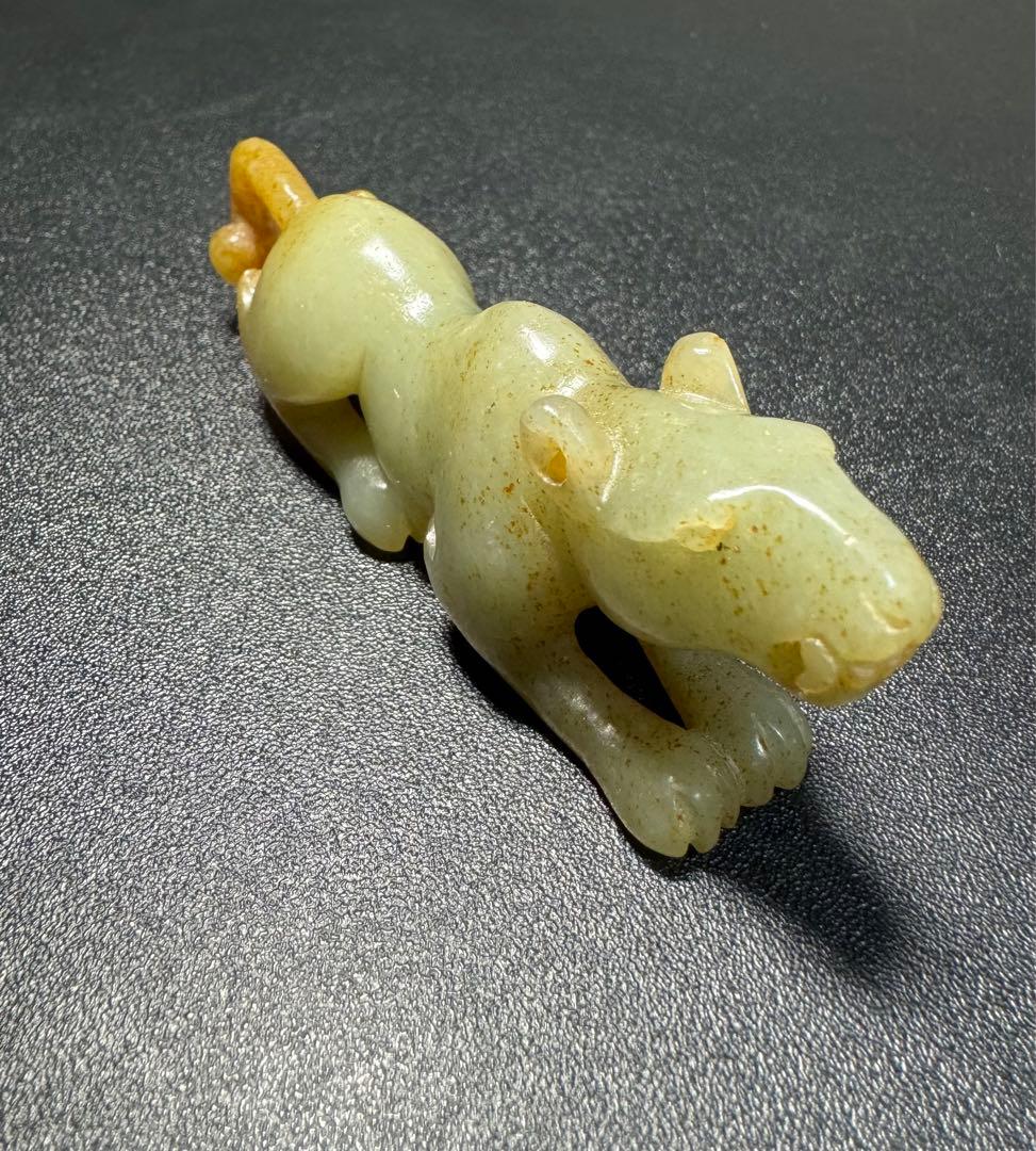 u*0様 漢時代 和田玉 高古玉 虎　紋彫り件 時代物 中国古美術 骨董品本玉