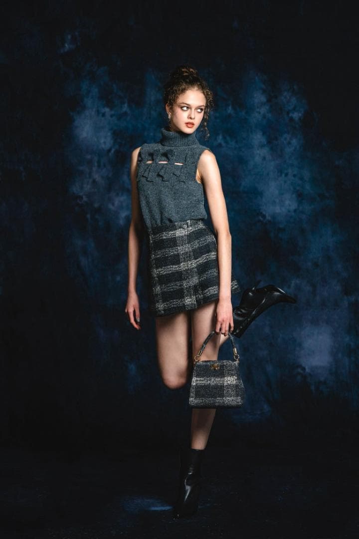 パンツ M sheller check jacquard wrap culottes