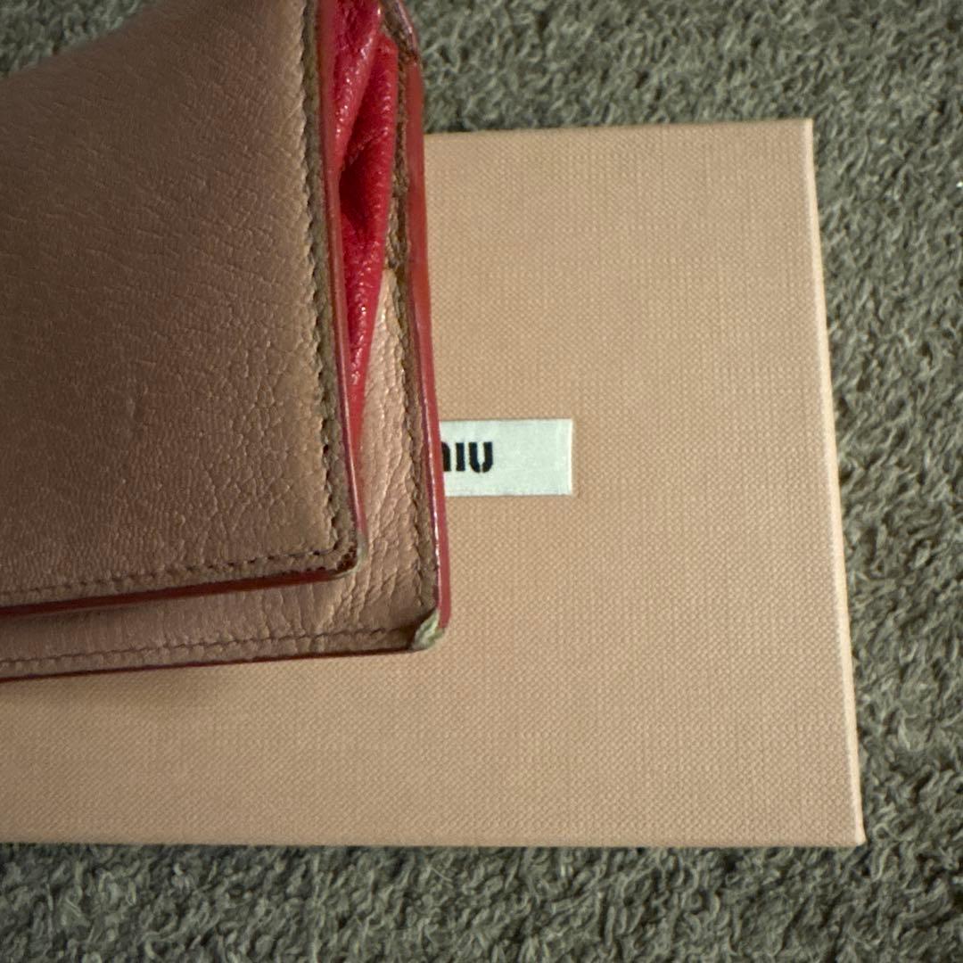 miu miu ピンク マドラスラブ　二つ折り財布 箱付