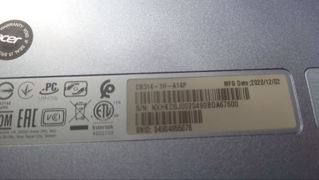 Chromebook本体 Acer Chromebook