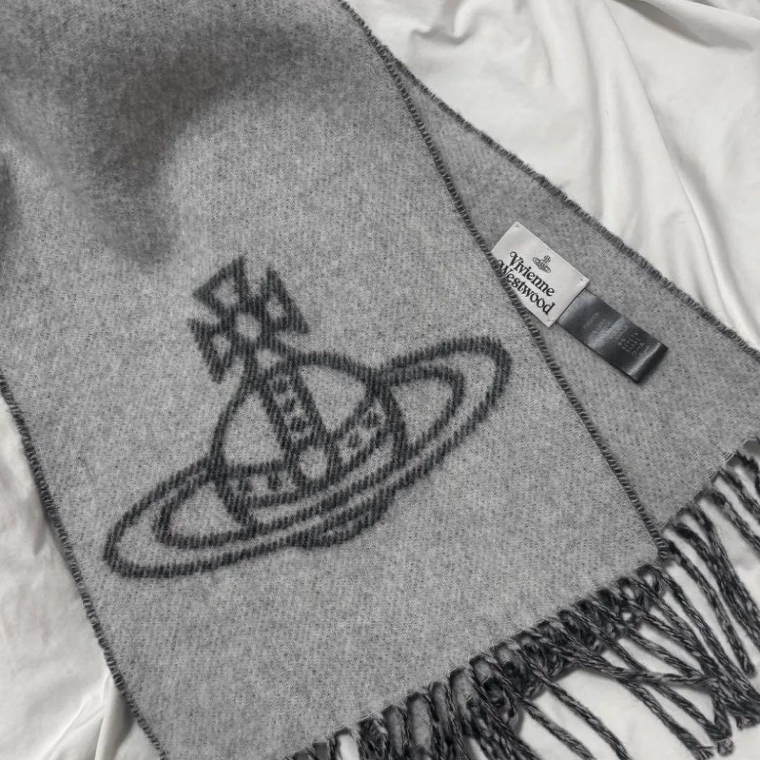 Vivienne Westwood マフラー 美品 黒 グレー オーブ