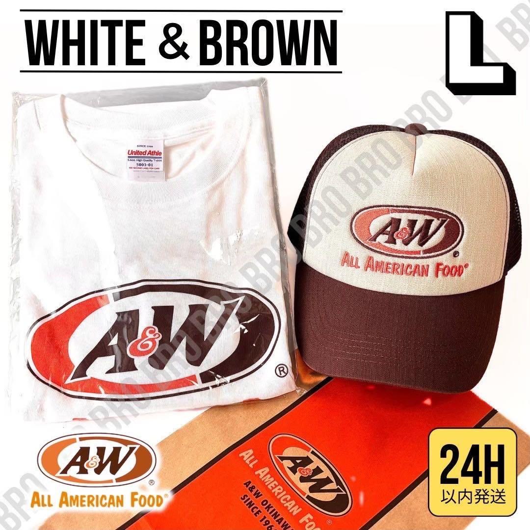 新品 A＆W キャップ トラッカーキャップ ブラウンTシャツ L 白 山田レン
