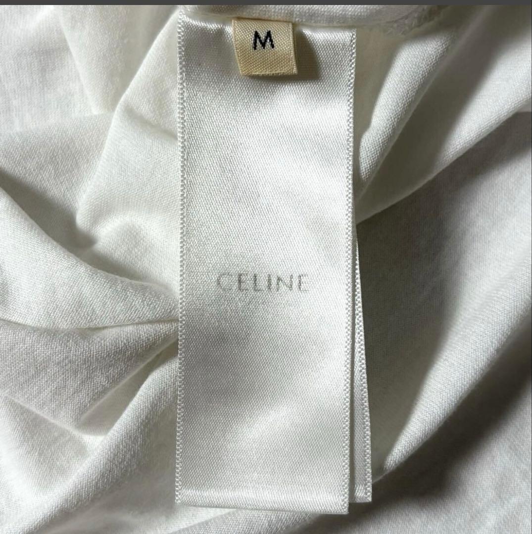 CELINE セリーヌ ロゴプリント 半袖Tシャツ M ホワイト レディース