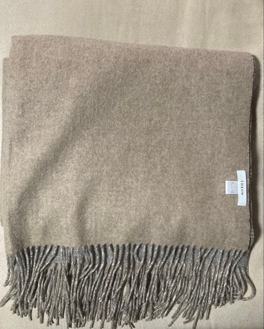 THROW 大判チェック柄 ウールカシミア ストール 両面　未使用品