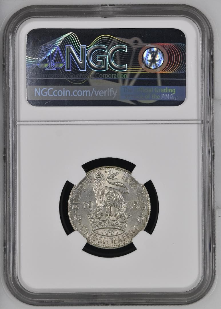 美品　 NGC-MS63 イギリス　ジョージ6世　1945　銀貨