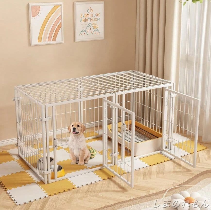 ペットサークル 犬ゲージ 扉付き 屋根付き 組立簡単 小型～大型犬・猫に最適