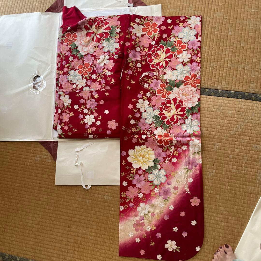 成人式　振袖 フルセット（9点）花柄 赤色　美品