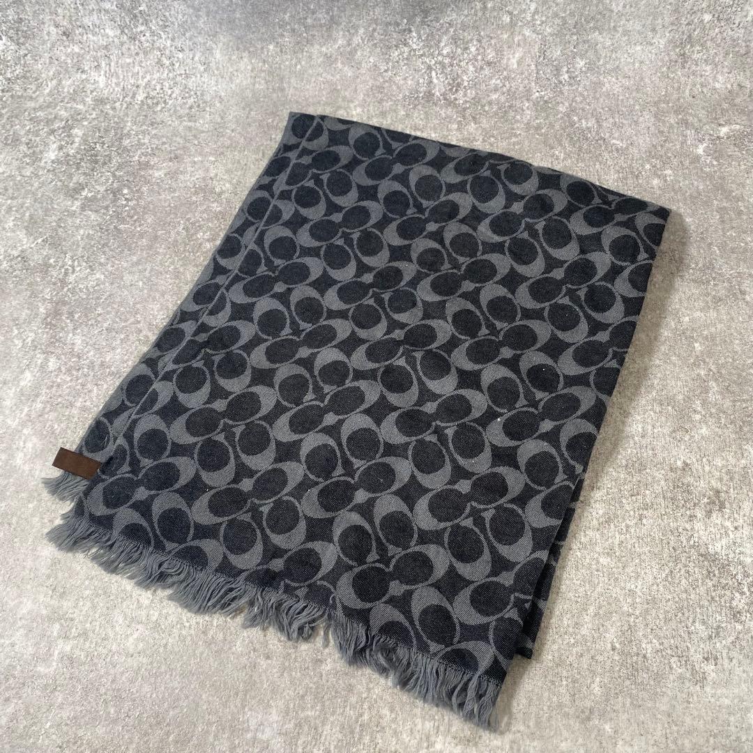 美品　COACH コーチ　ストール　ショール　シグネチャー　大判 グレー
