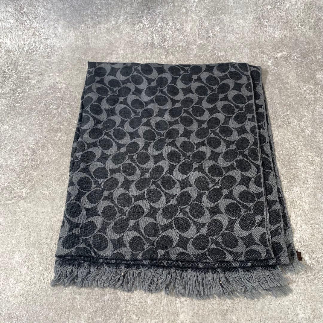 美品　COACH コーチ　ストール　ショール　シグネチャー　大判 グレー
