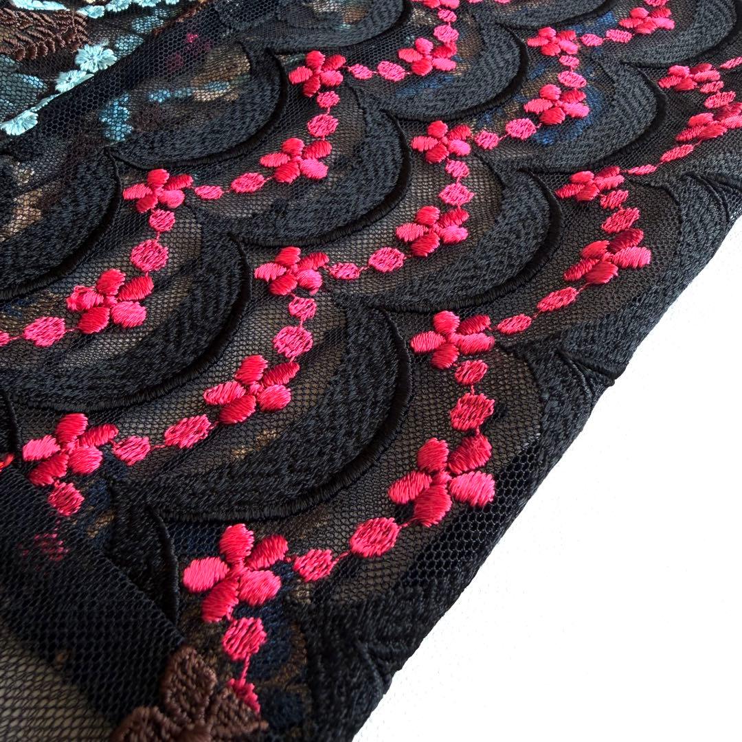 《美品》コムデギャルソン チュール タック フレアスカート フラワー 刺繍