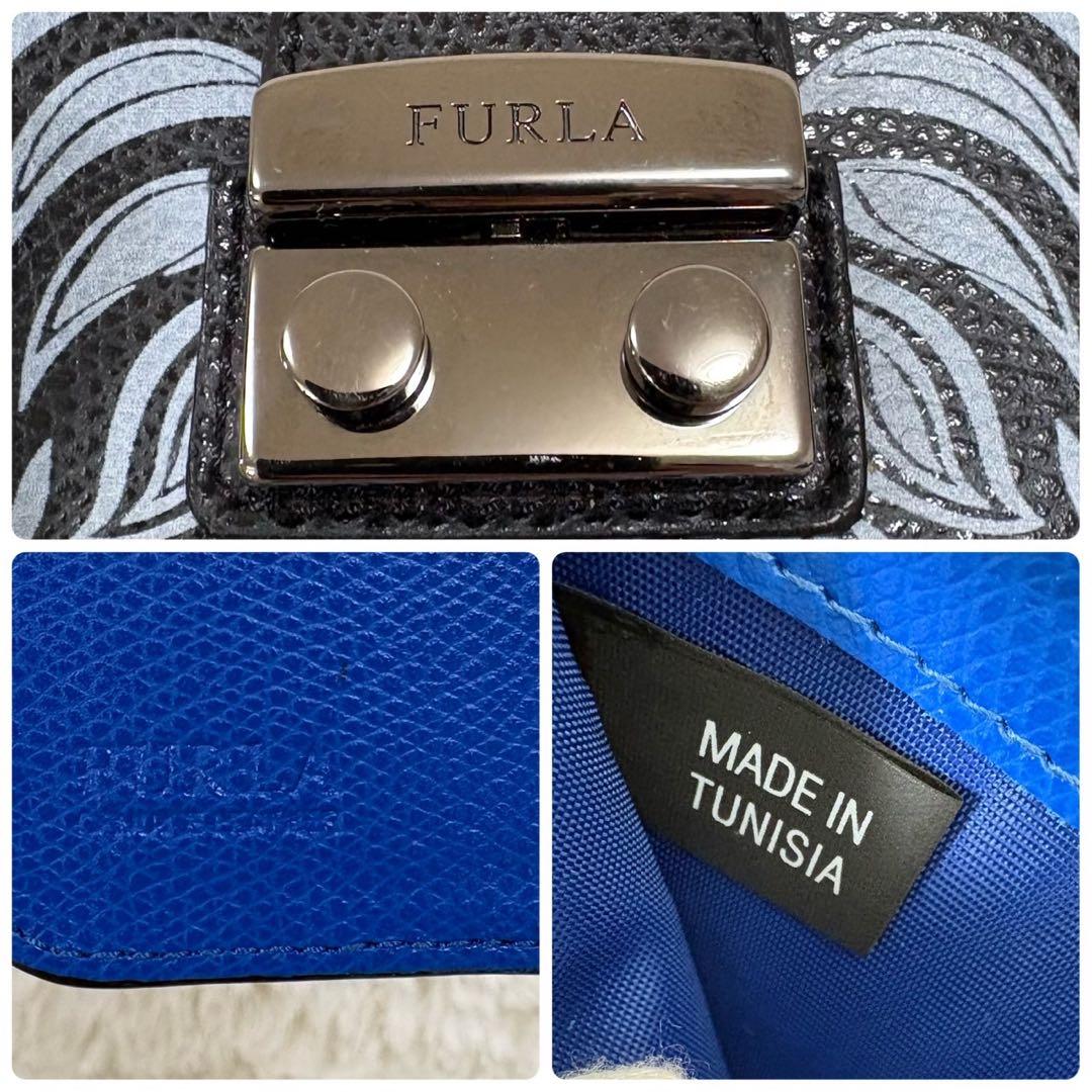 希少 極美品✨ フルラ FURLA 二つ折り財布 メトロポリス 総柄 ファスナー