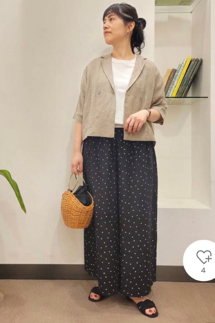 未使用タグ付き　かぐれ　リネンハーフスリーブジャケット