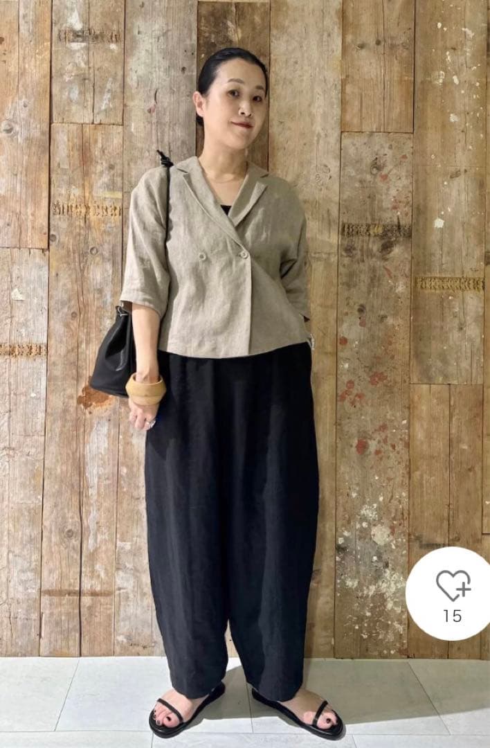 未使用タグ付き　かぐれ　リネンハーフスリーブジャケット