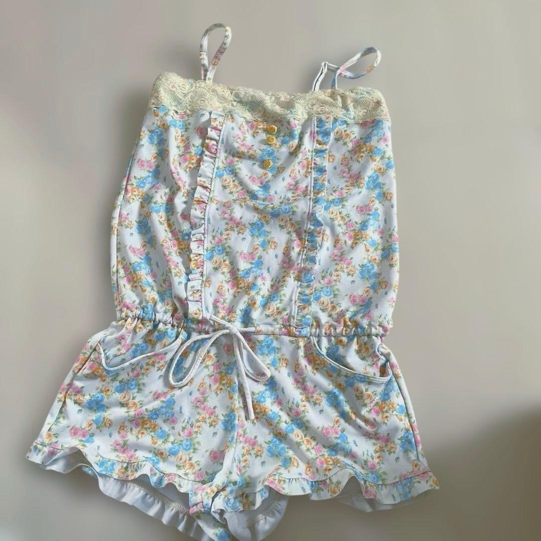 LIZLISA サイズM 花柄セパレートビキニ水着 サロペット3点セット