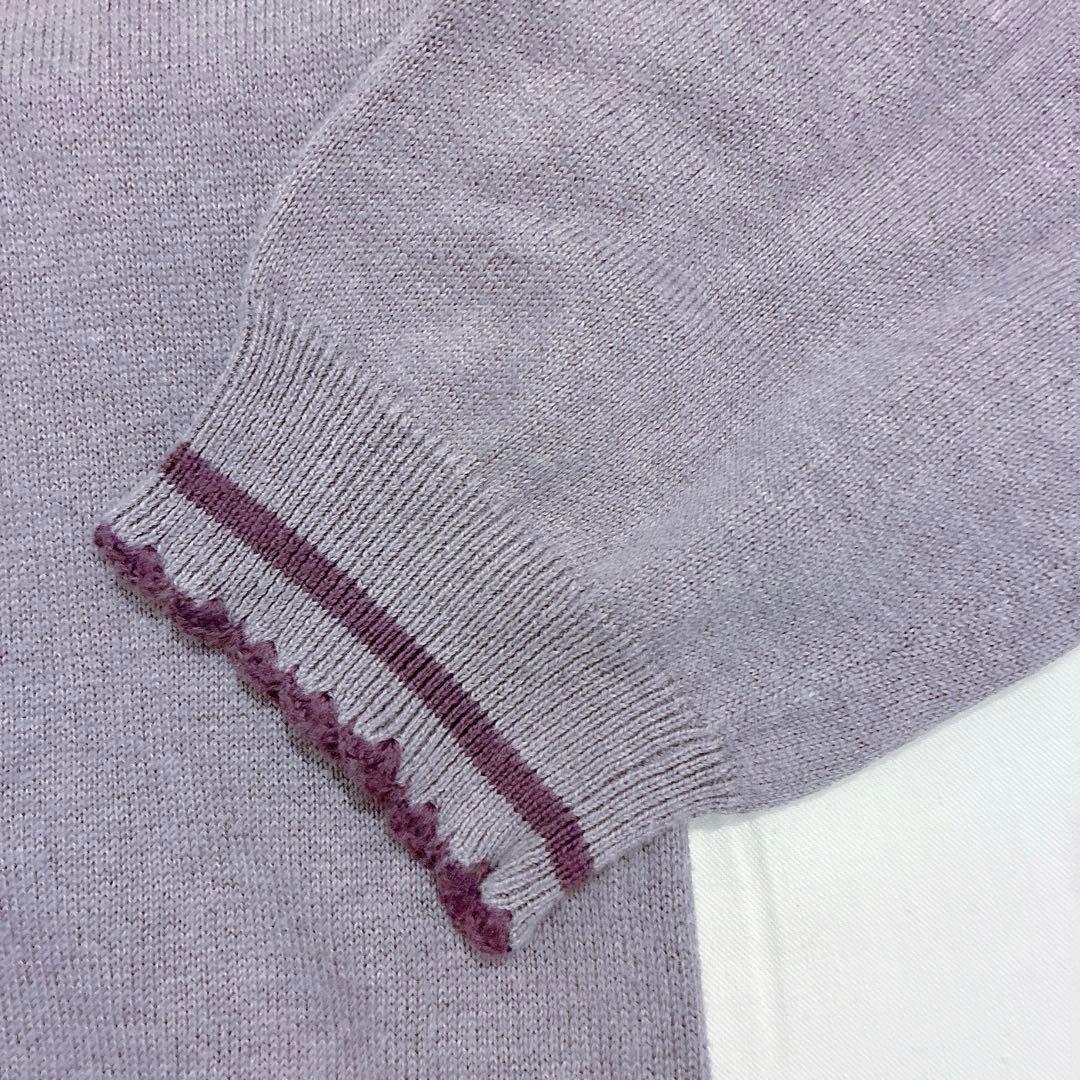 FRED PERRY ポロシャツ ニット 7分袖 フリル ラベンダー 綿100%