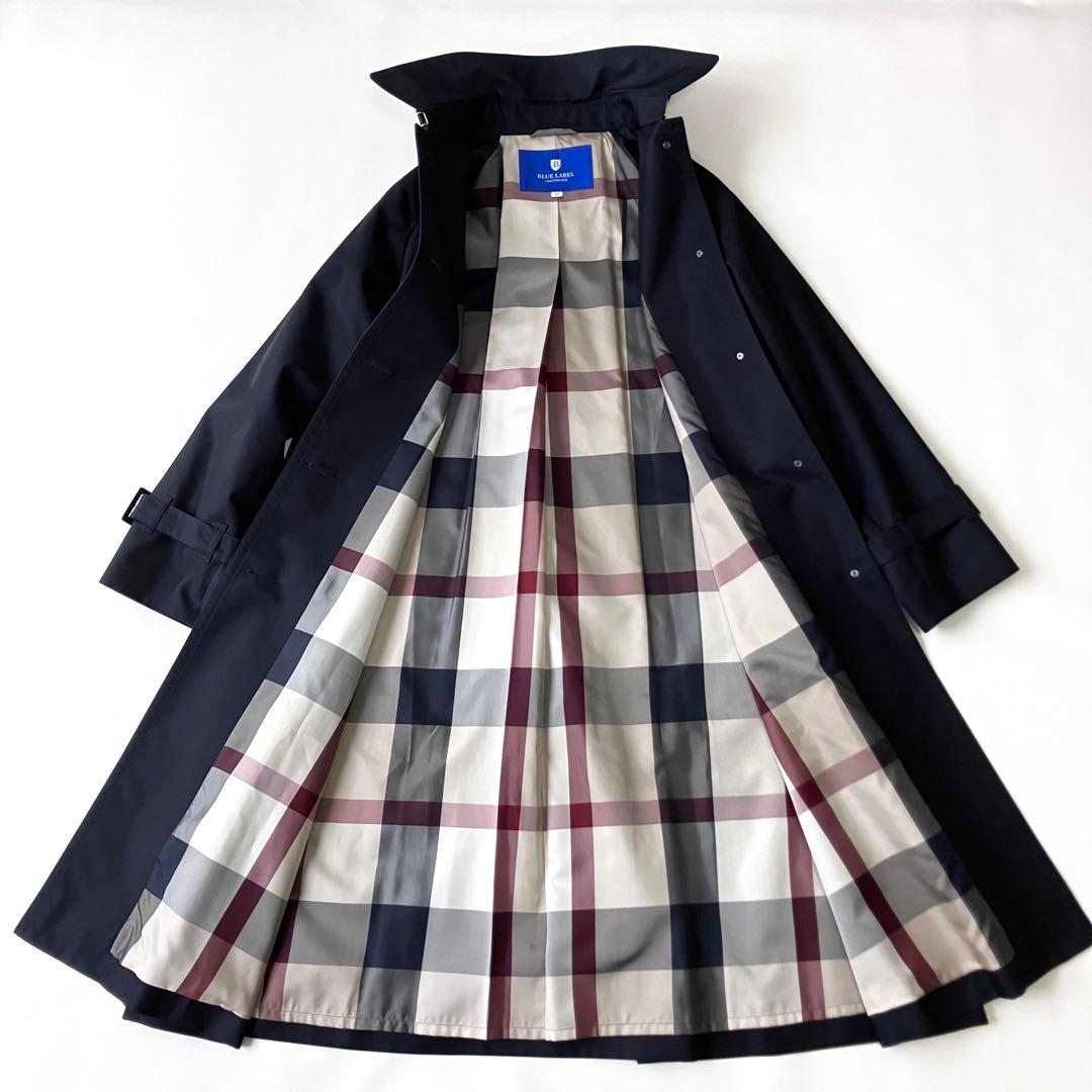 極美品✨ブルーレーベル クレストブリッジ ステンカラーコート チェック ネイビー