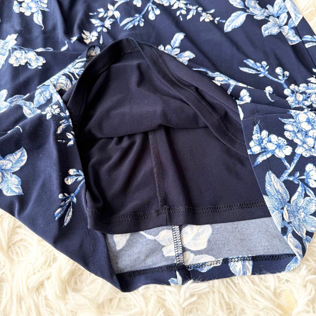 美品　ローレンラルフローレン　花柄　カシュクール　ワンピース　膝丈　ネイビー　6