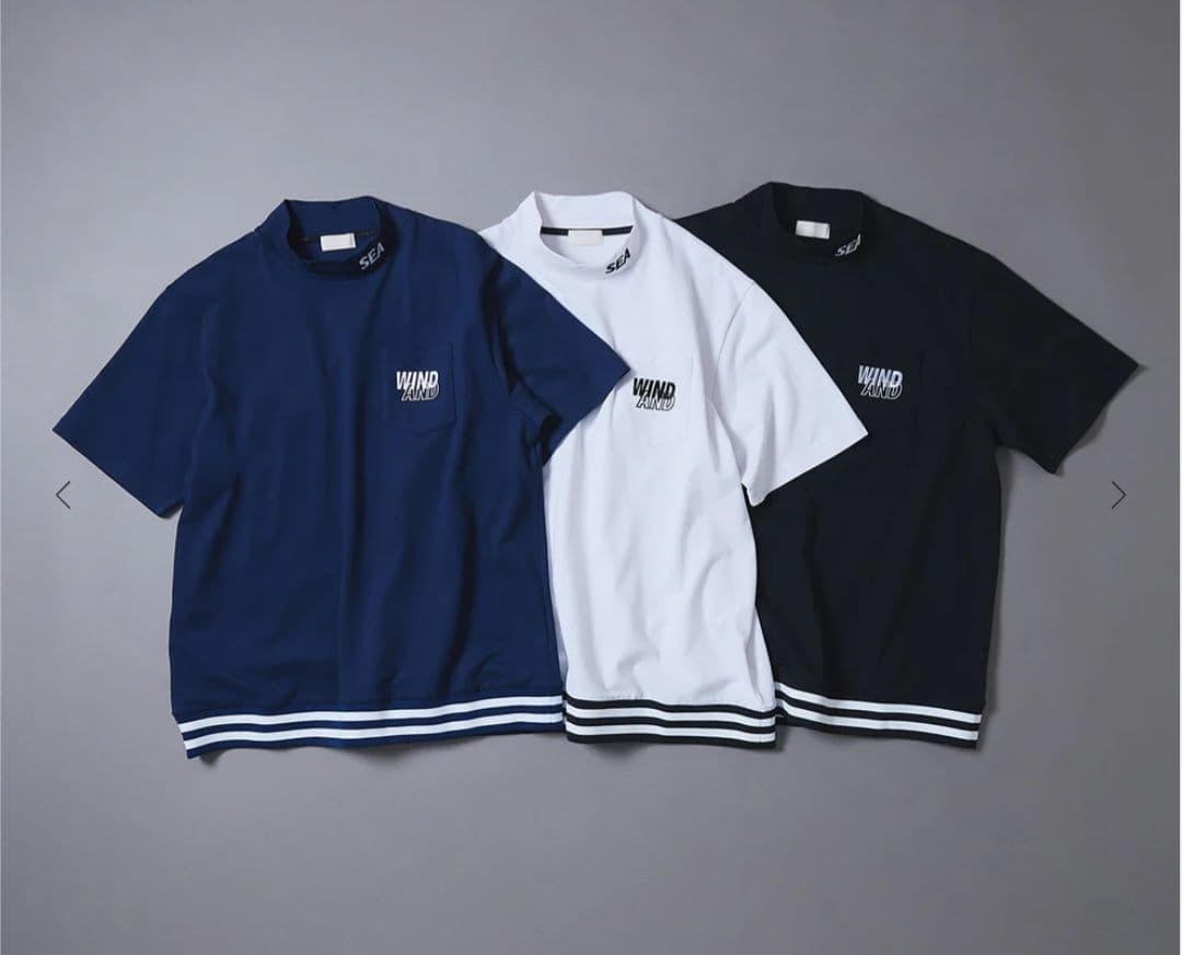 メンズウェア WINDANDSEA Mock Neck Logo Knit BLACK L