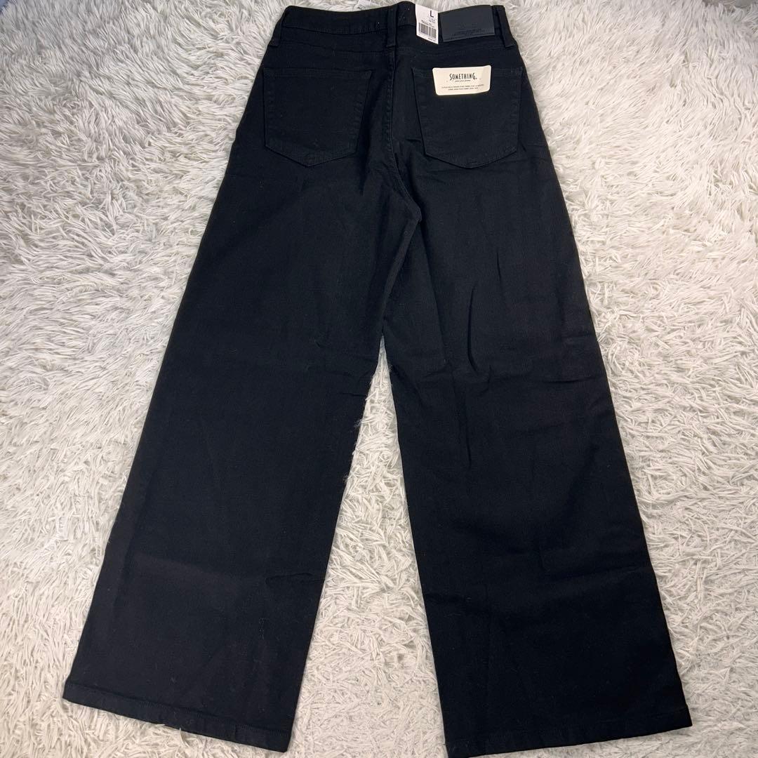 【新品】SOMETHING LISA WIDE ブラックデニム　L サムシング