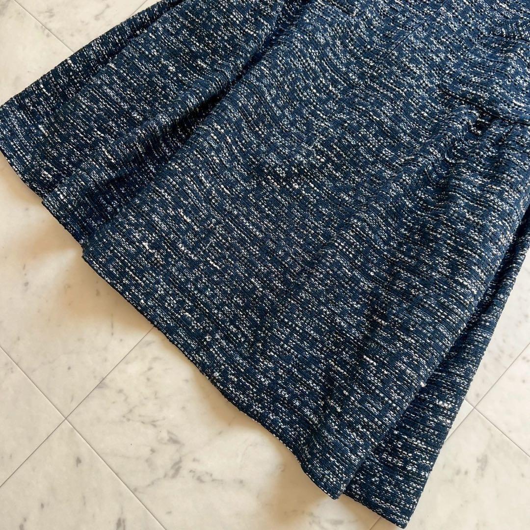 Rene TISSUE ツイードワンピース フロントジップ パールチャーム