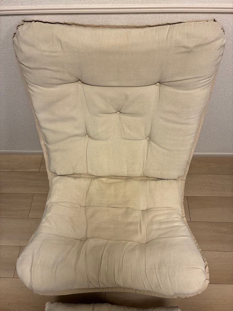 【断捨離】バタフライチェア オットマン付き 折りたたみ式 ベージュ　ニトリ
