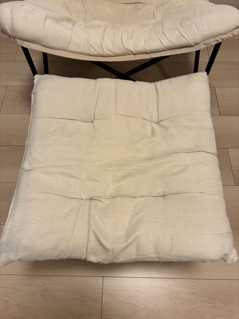 【断捨離】バタフライチェア オットマン付き 折りたたみ式 ベージュ　ニトリ