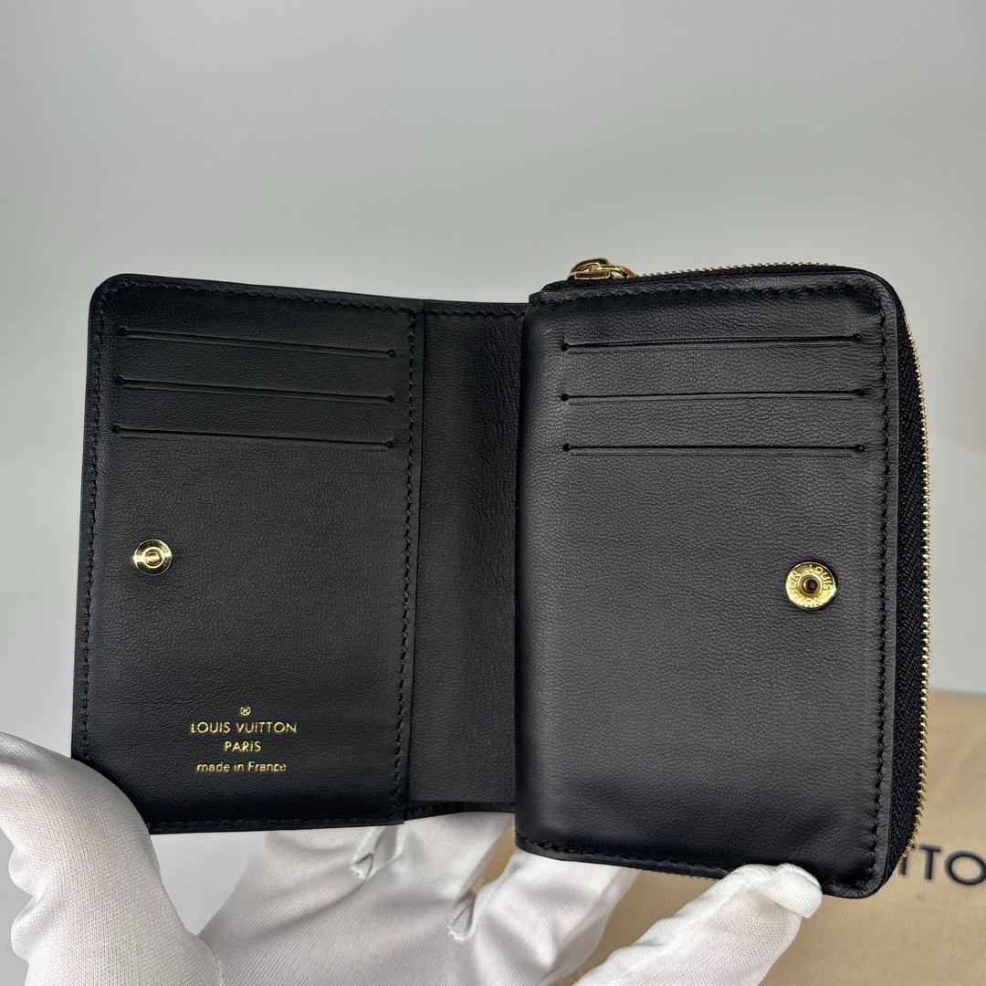 未使用/IC ルイヴィトン ポルトフォイユ・ルー ブラック 二つ折り財布 黒