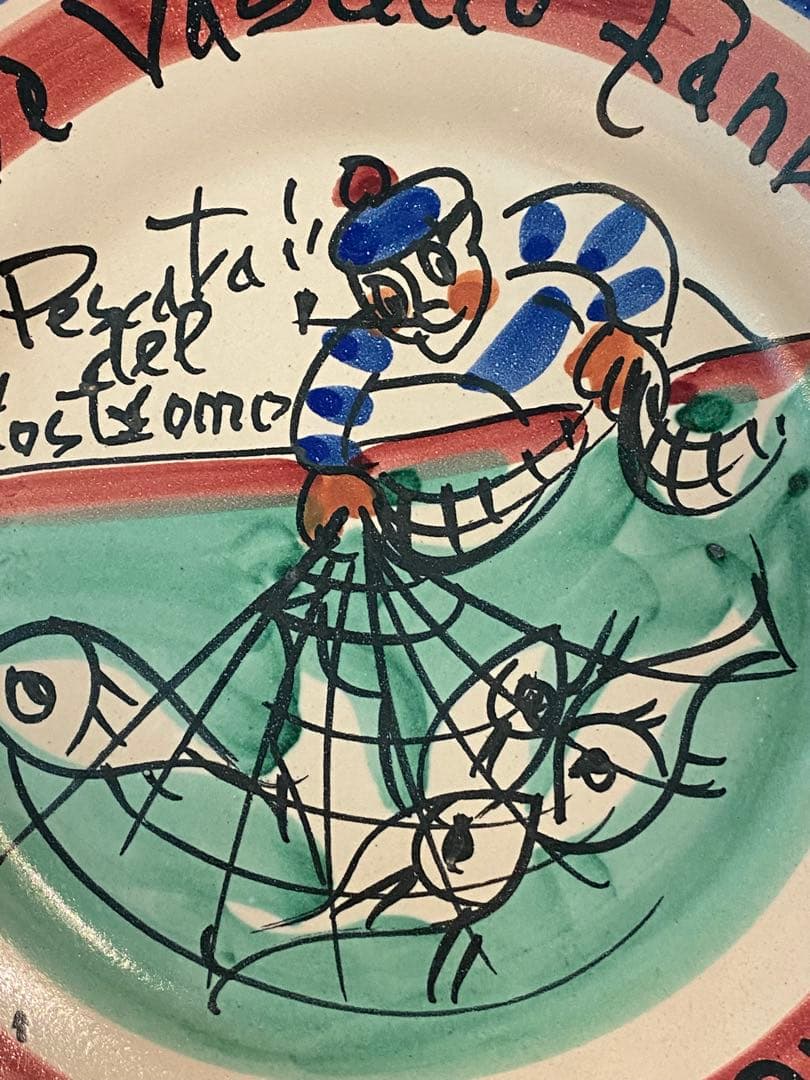 ブオンリコルド　イタリア製絵皿　1978 水夫の魚料理