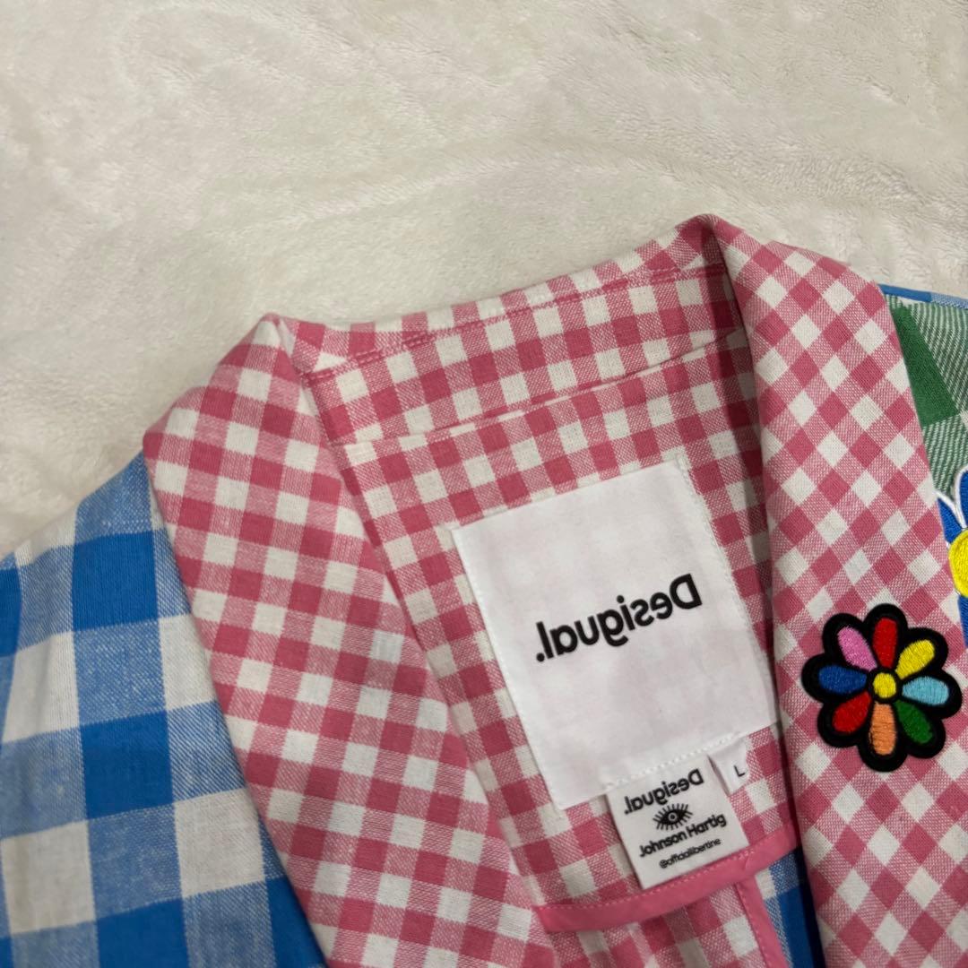 デシグアル　ジョンソンハルティグ チェック パッチワーク テーラードジャケット