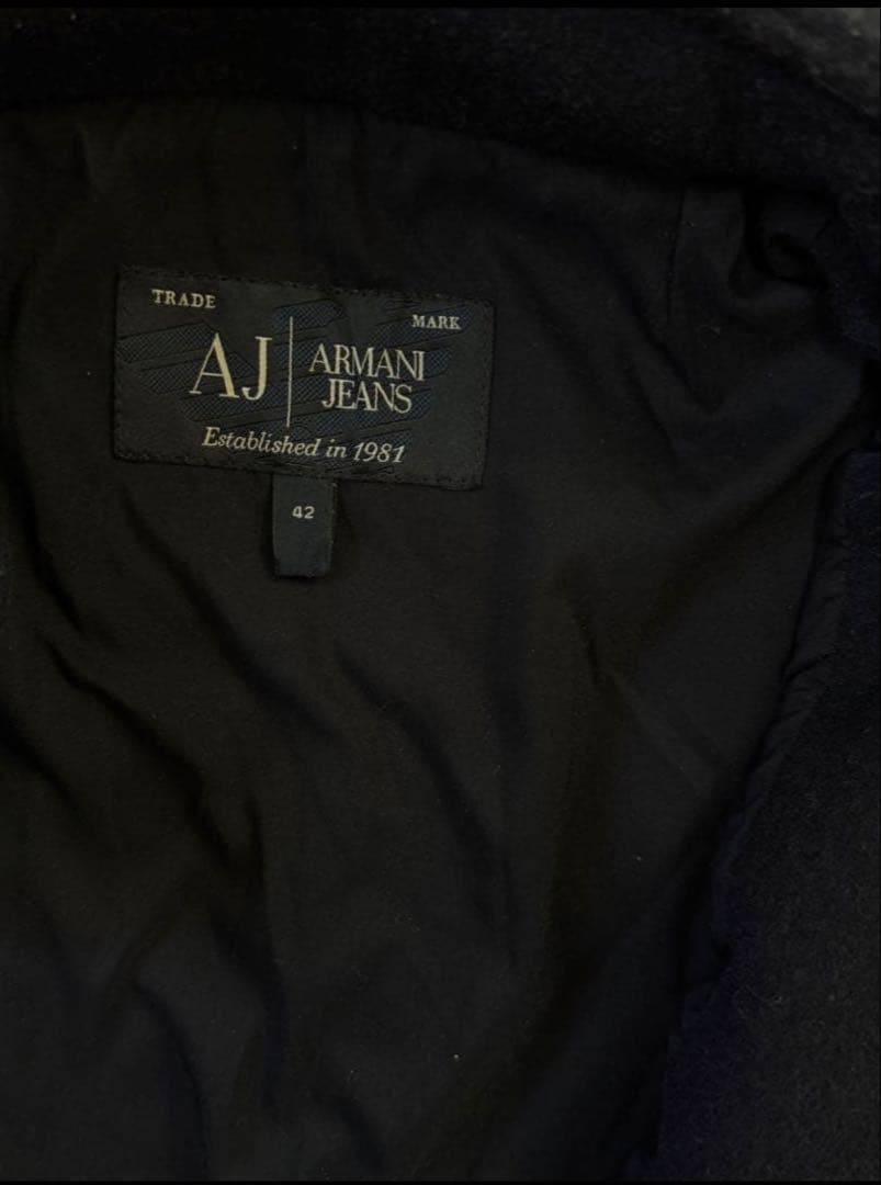 ARMANI JEANS ネイビー フード付き ロングコート