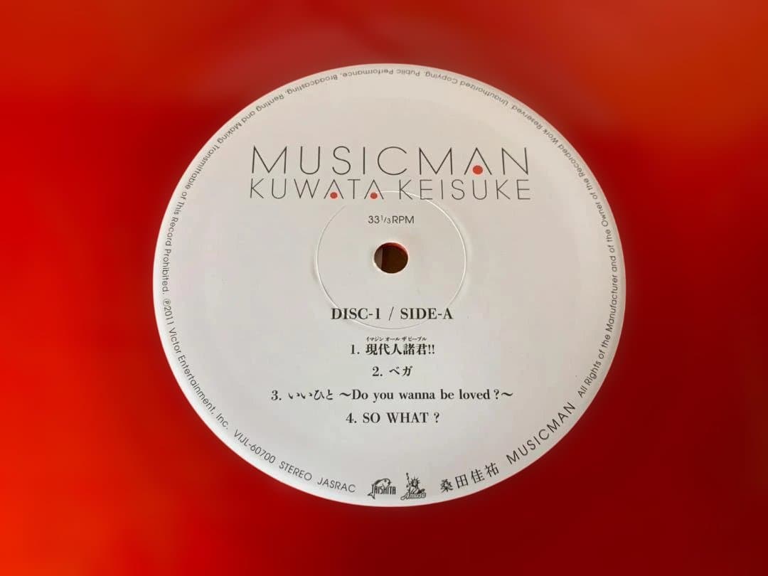 アナログ初回限定生産LP　桑田佳祐　MUSICMAN　歌詞インナー・ポスター!