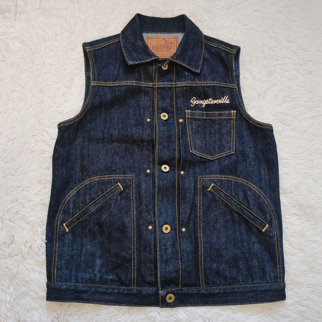 ギャングスタービル THE FIXER インディゴ デニムベスト OLD巻き刺繍