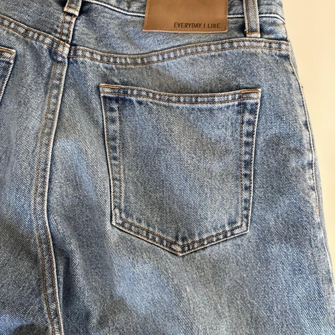 ブルーデニムワイドレッグパンツ　美品38