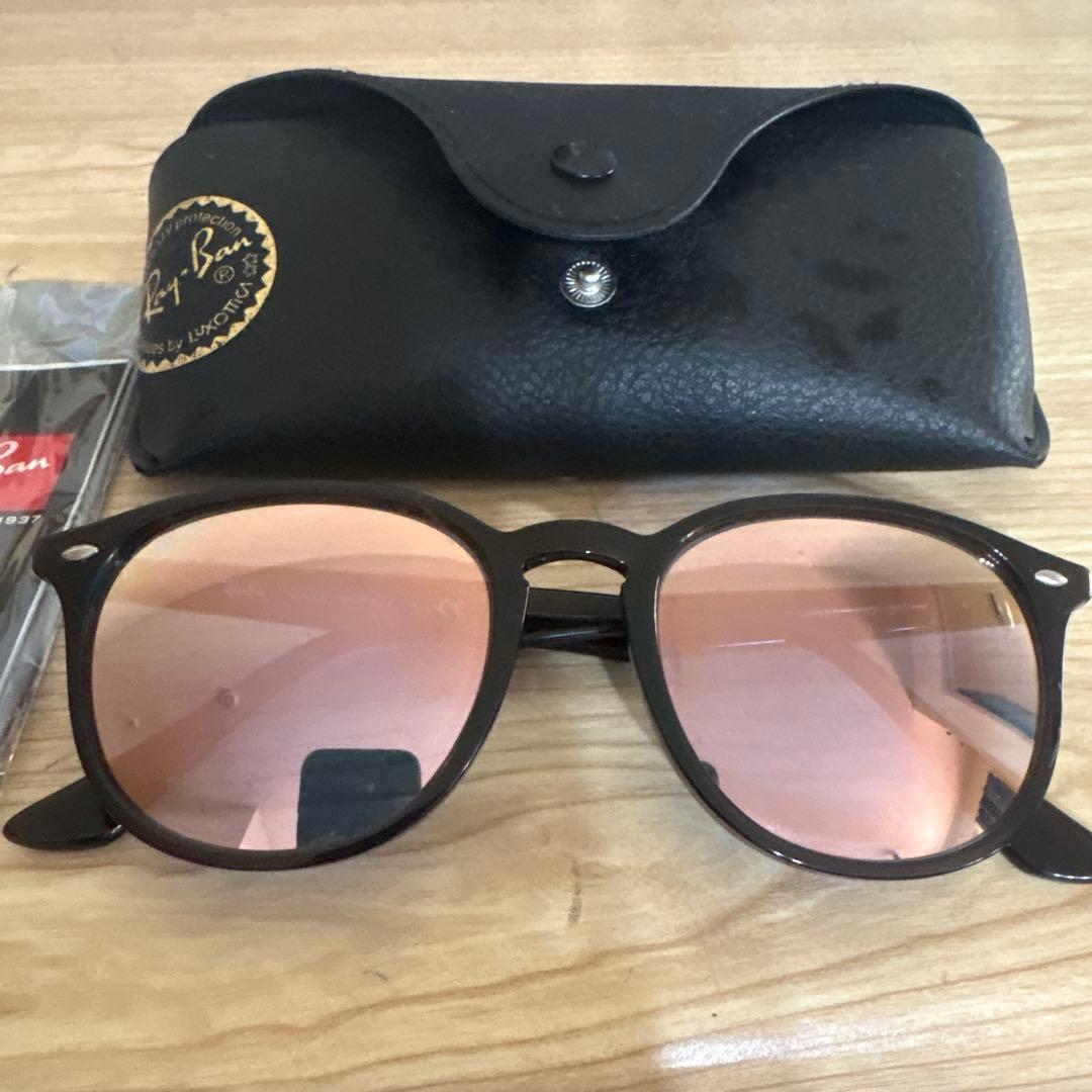 Ray-Ban サングラス ピンクレンズ レザーケース付き