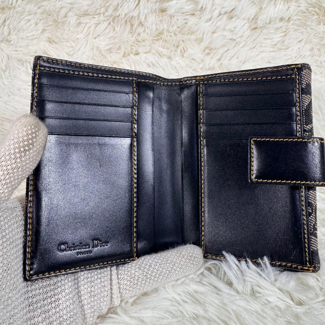 Dior ディオール　折財布　キャンバス　トロッター　オブリーク レザー　ボタン