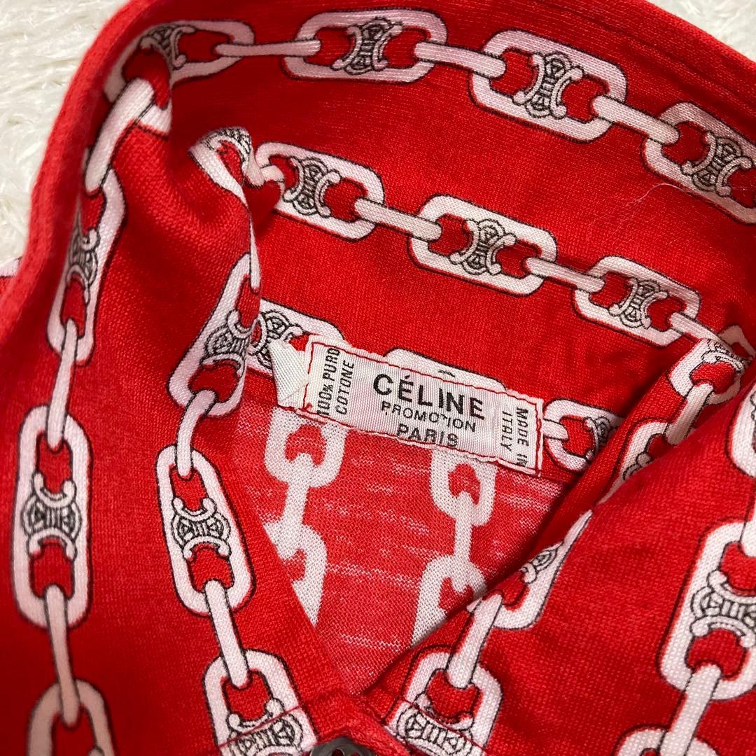 セリーヌ CELINE シャツ ポロシャツ ブラウス 総柄 鎖 チェーン 半袖
