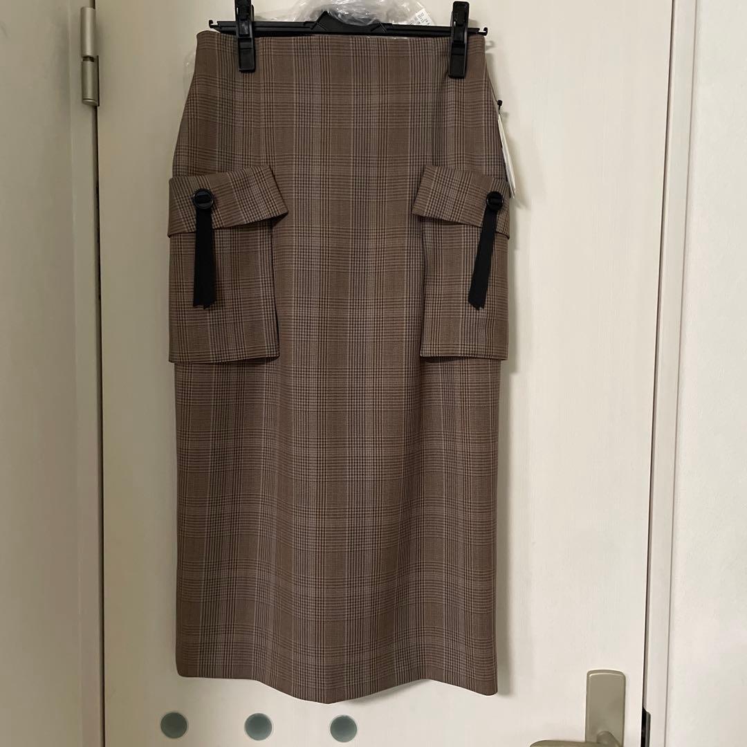 【新品】ヤマダヤ　福袋　fennel フラシポケットチェックナロースカート　茶
