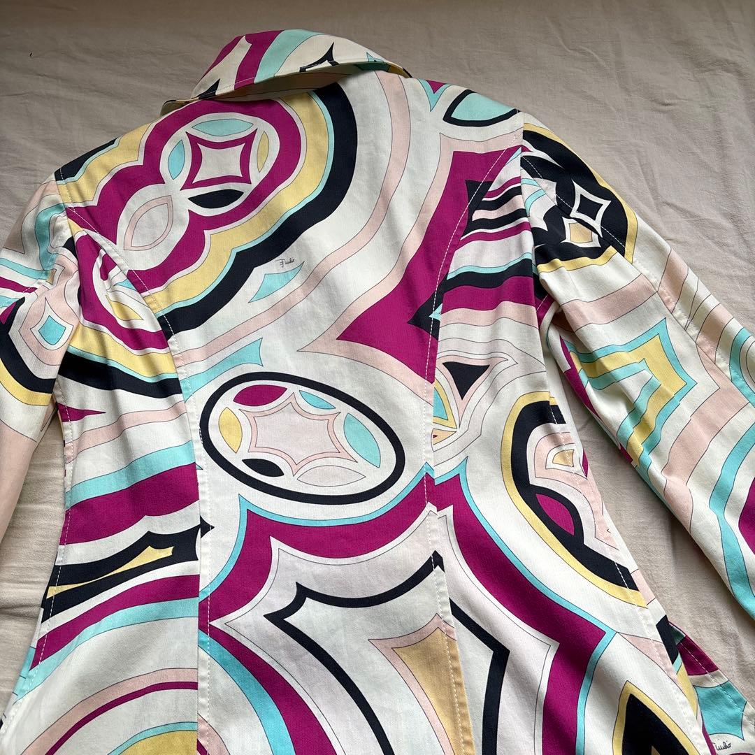 【イタリア製】EMILIO PUCCI トレンチコート 薄手 マルチカラー