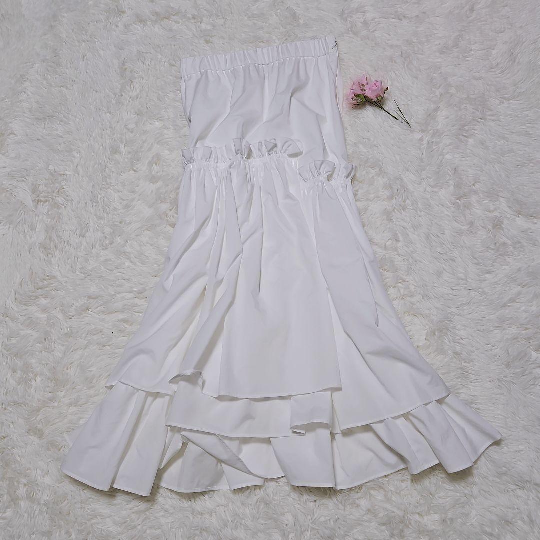 美品♥ ユナイテッドアローズ【38=M】Pティアードスカート ホワイト