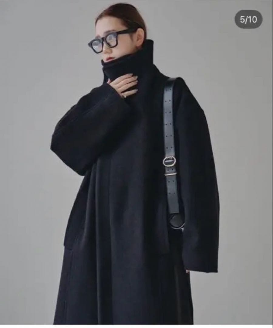 todayful standcollar wool coat（black)