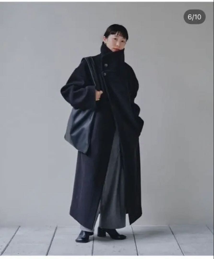 todayful standcollar wool coat（black)